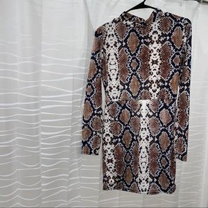 Snake print mini dress with cut out